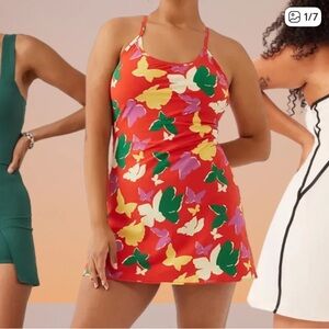 Outdoor Voices Orange Butterfly Exercise Dress